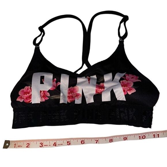 PINK Victoria's Secret Black Strappy Bra W/ Removable pads Ladies XS - Picture 10 of 11